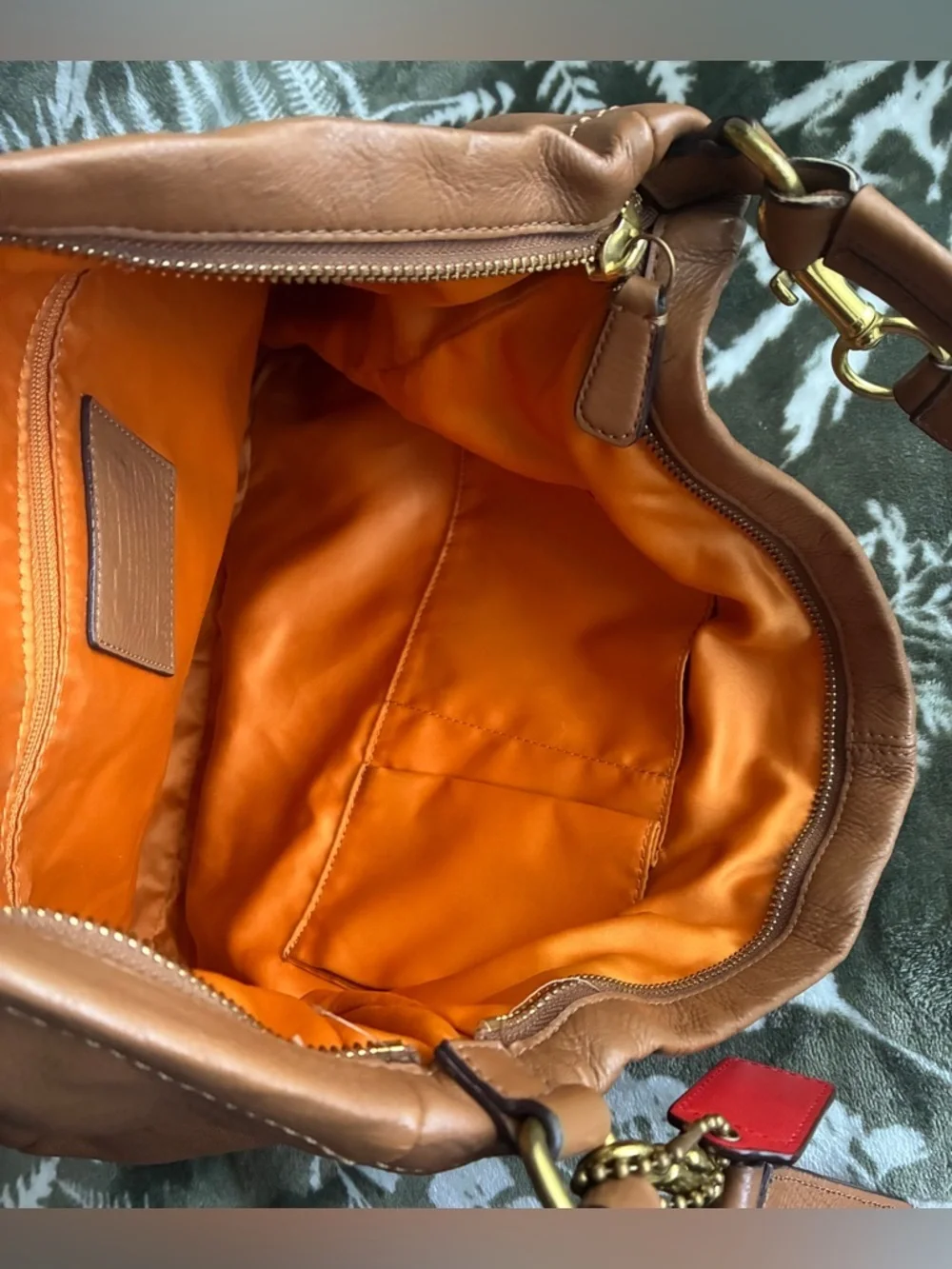 Coach Pebbled Leather Shoulder Bag in Cognac